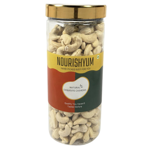 Nourishyum Premium WW320 (Grade A++) Cashews 500g With Reusable Jar | Whole Kaaju | 100% Natural King Size Kaju | Nuts & Dry Fruits | Healthy Snacks | Dry Fruit Gift Pack